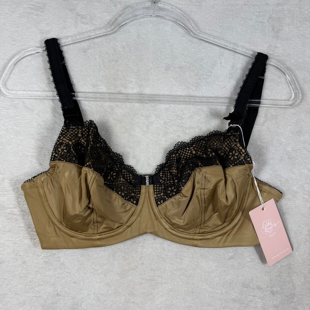 Cake Lingerie Honeycomb Macaroon Nursing Bra 34E Gold Black Lace 20-1020-73 NEW